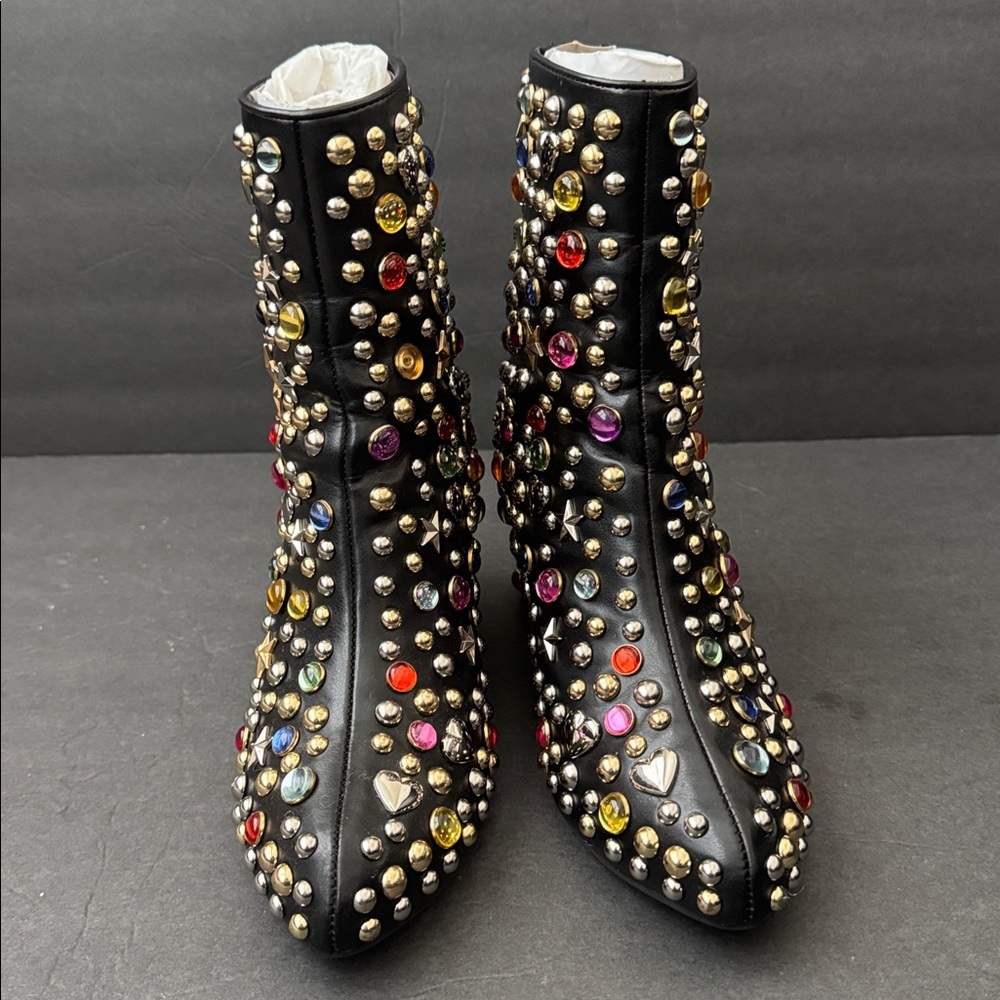 Current Mood Darkstar Embellished Gem Black Ankle Boots Rock Like A STAR Size 7